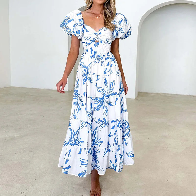 Nina Damen Maxikleid | V-Ausschnitt mit Rüschen 14
