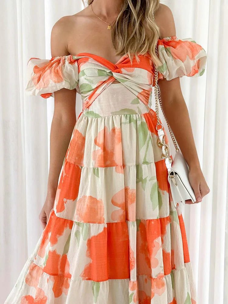 Nina Damen Maxikleid | V-Ausschnitt mit Rüschen 2