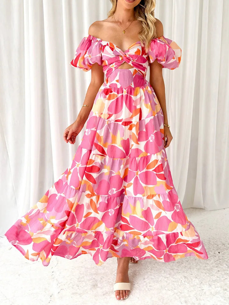 Nina Damen Maxikleid | V-Ausschnitt mit Rüschen 3