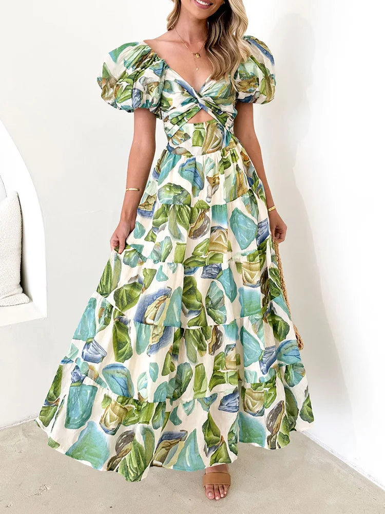 Nina Damen Maxikleid | V-Ausschnitt mit Rüschen 4