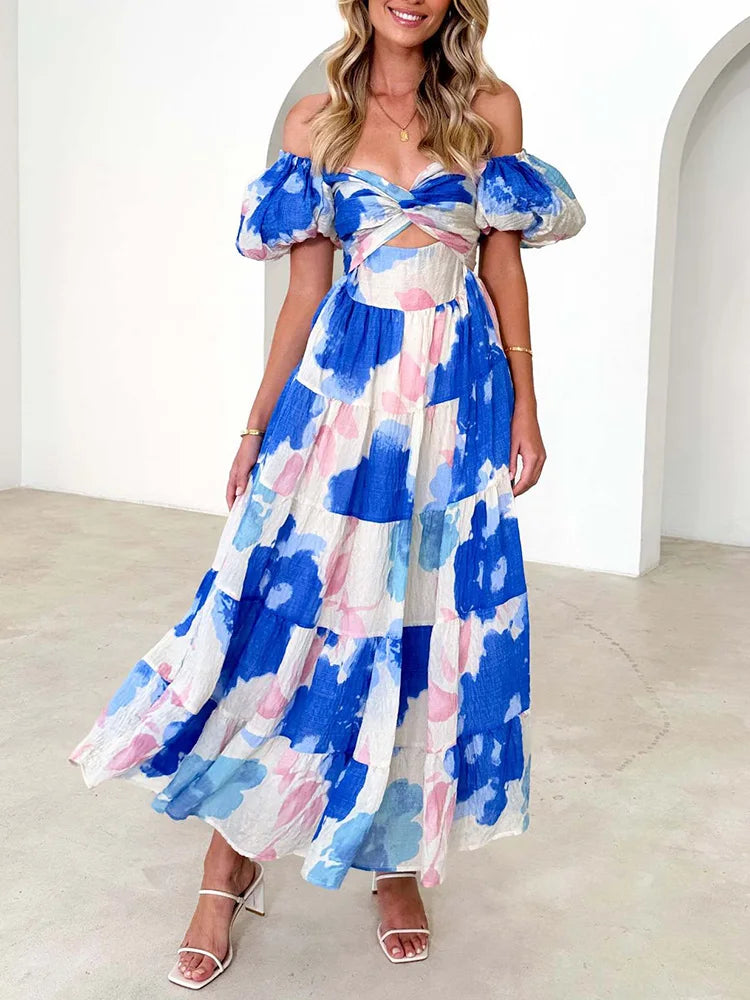 Nina Damen Maxikleid | V-Ausschnitt mit Rüschen 5