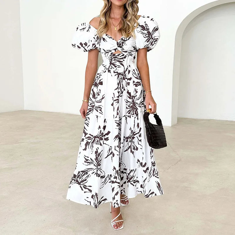 Nina Damen Maxikleid | V-Ausschnitt mit Rüschen 9