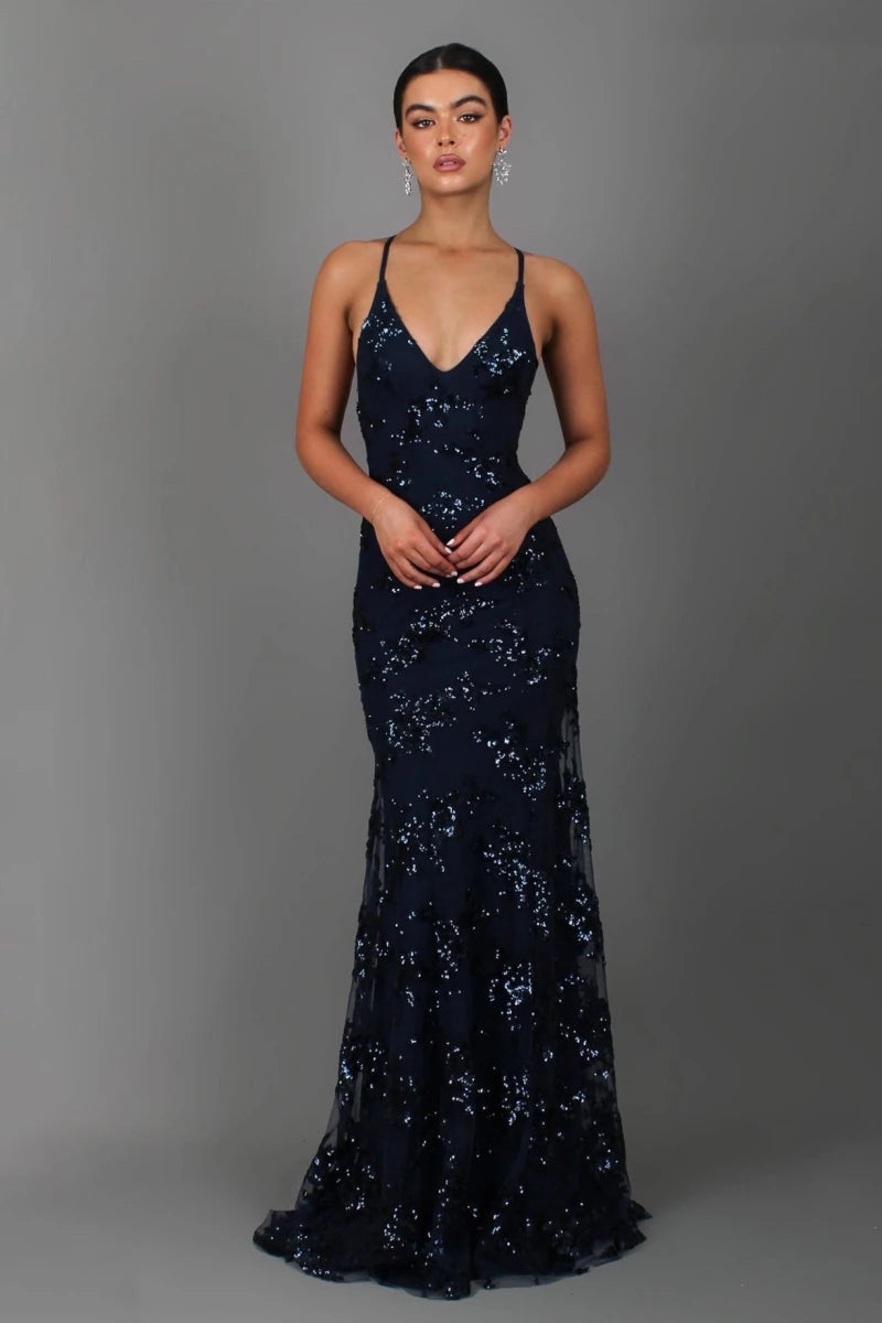 Nora Abendkleid für Frauen | Pailletten, Spaghettiträger 0