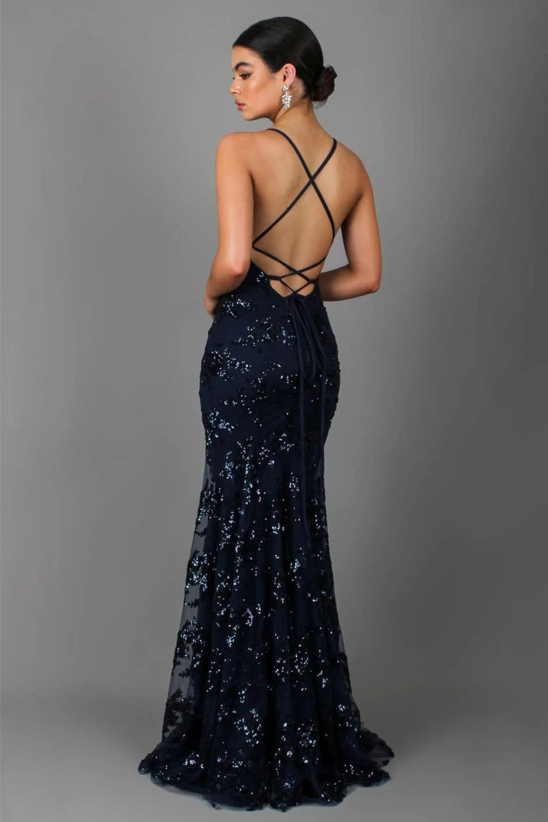 Nora Abendkleid für Frauen | Pailletten, Spaghettiträger 1