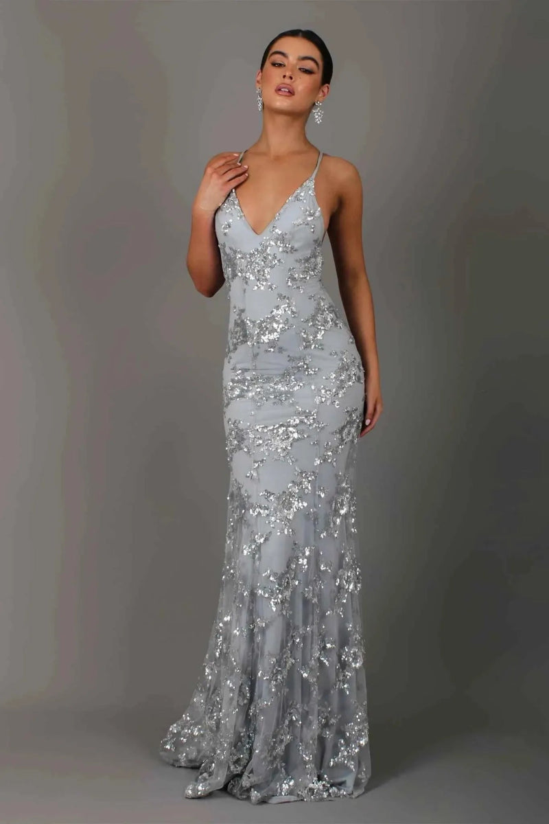 Nora Abendkleid für Frauen | Pailletten, Spaghettiträger 2