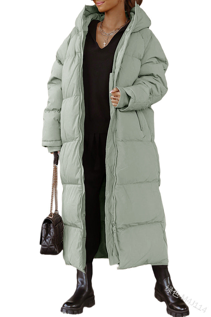 Hilde Blau Langer Isolierter Steppmantel mit Kapuze für Damen | Winter Stadtbummel - S/M/L/XL/2XL