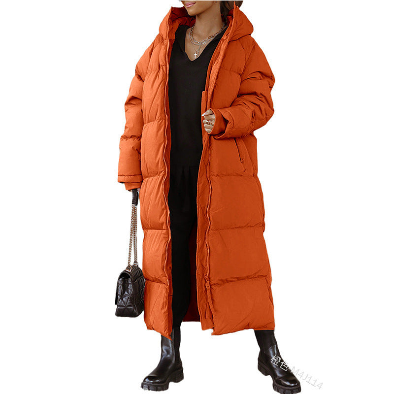 Hilde Blau Langer Isolierter Steppmantel mit Kapuze für Damen | Winter Stadtbummel - S/M/L/XL/2XL