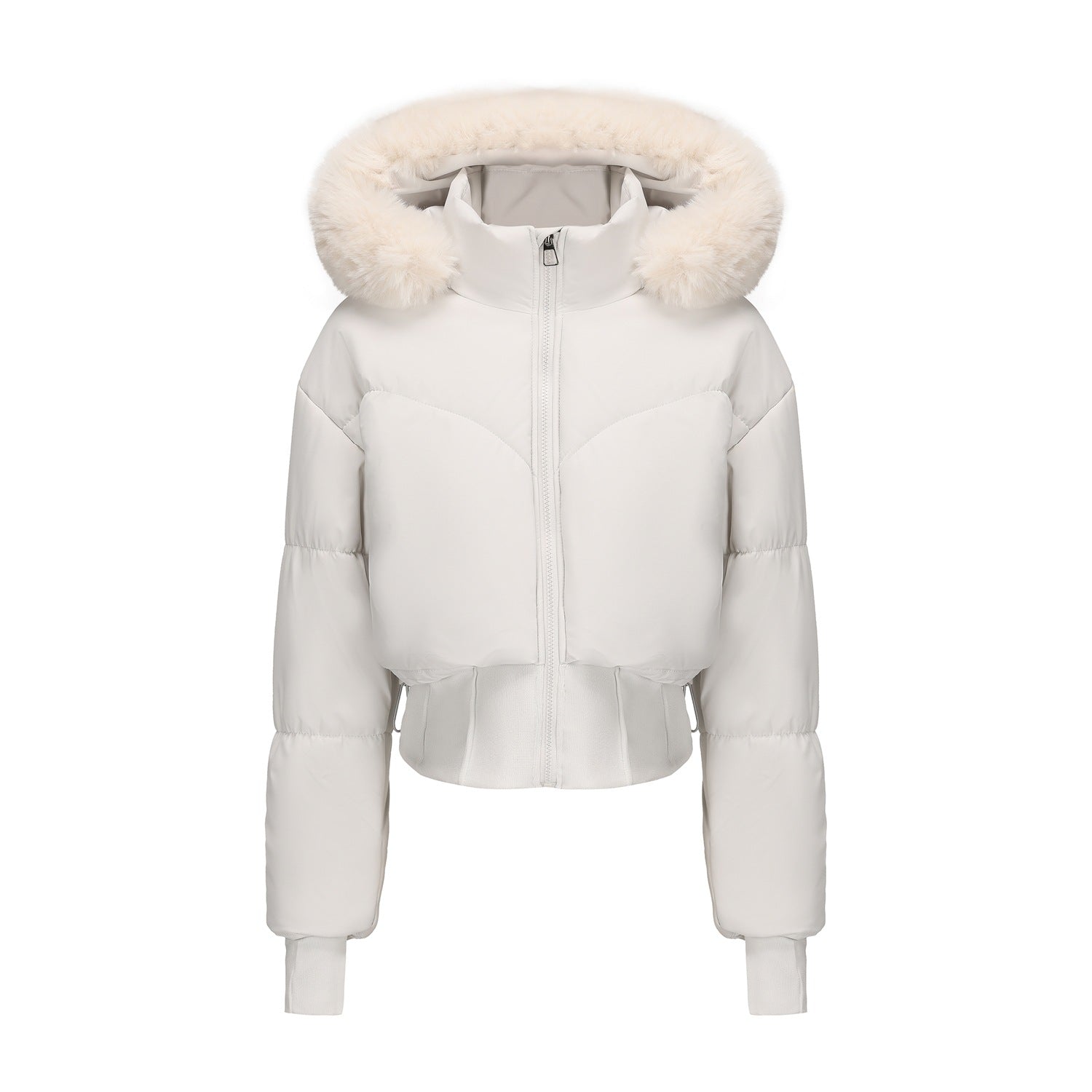 Monika Schwarz Kurze Isolierte Steppjacke mit Kapuze und Kunstfellbesatz für Damen | Winter Casual - S/M/L/XL/2XL