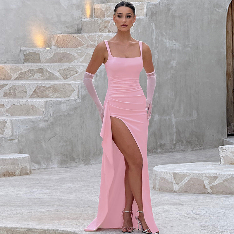 Anita Schwarz Figurbetontes Maxikleid mit Schlitz für Damen | Eleganter Abendlook | Abendanlass - XS/S/M/L/XL