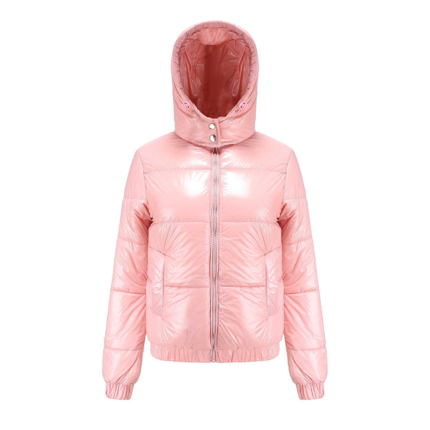 Monika Weinrot Glänzende Wasserabweisende Isolierte Puffer-Jacke mit Kapuze für Damen | Winter Casual - S/M/L/XL/2XL/XXXL