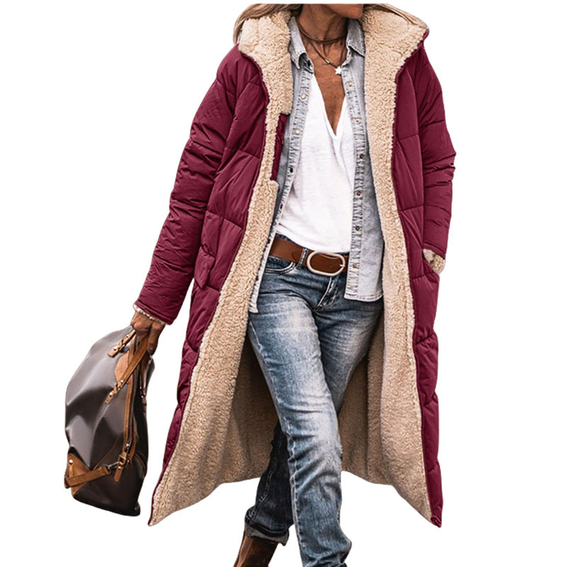 Vreni Olivgrün Lange Sherpa-Gefütterte Winterjacke mit Kapuze für Damen | Warm Casual Winter - S/M/L/XL/2XL/XXXL