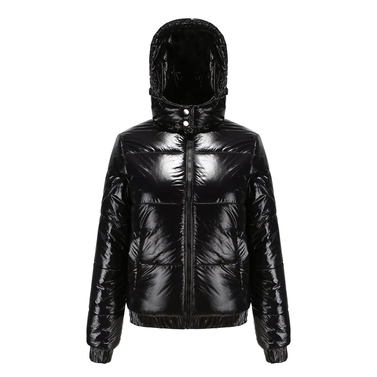 Monika Weinrot Glänzende Wasserabweisende Isolierte Puffer-Jacke mit Kapuze für Damen | Winter Casual - S/M/L/XL/2XL/XXXL