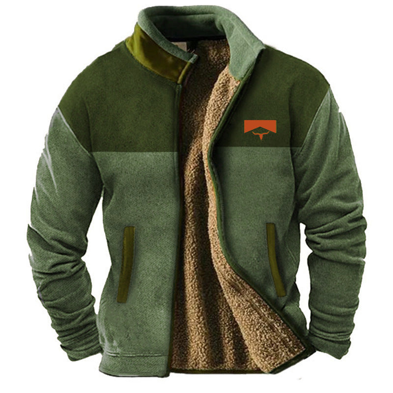 Heinz Blau Sherpa-Gefütterte Fleecejacke mit Stehkragen für Herren | Outdoor Freizeit Winter - M/L/XL/2XL/3XL/4XL/5XL