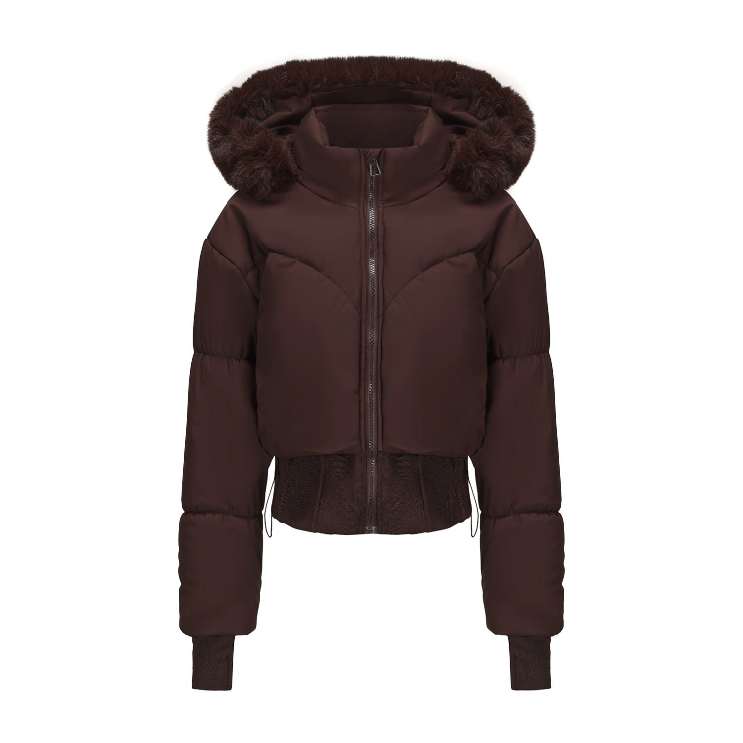 Monika Schwarz Kurze Isolierte Steppjacke mit Kapuze und Kunstfellbesatz für Damen | Winter Casual - S/M/L/XL/2XL