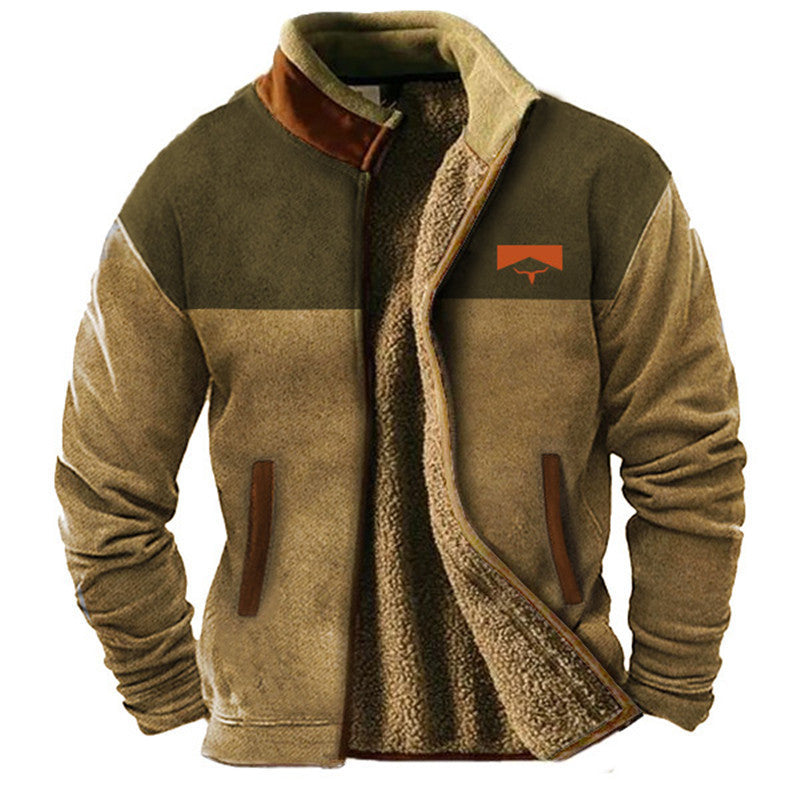 Heinz Blau Sherpa-Gefütterte Fleecejacke mit Stehkragen für Herren | Outdoor Freizeit Winter - M/L/XL/2XL/3XL/4XL/5XL