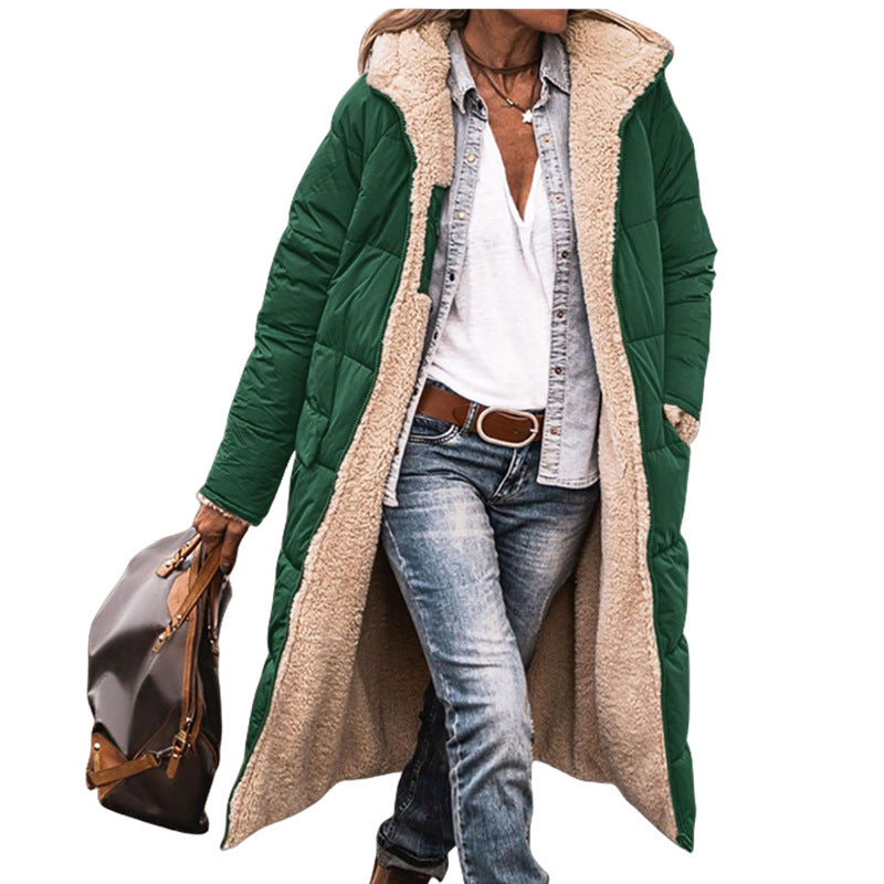 Vreni Olivgrün Lange Sherpa-Gefütterte Winterjacke mit Kapuze für Damen | Warm Casual Winter - S/M/L/XL/2XL/XXXL
