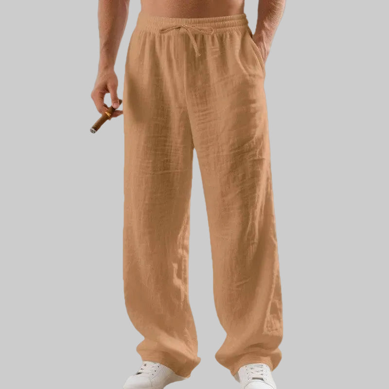 Josef Weiss Leinenoptik Straight-Leg Hose für Herren | Elastischer Bund Casual Fit - S/M/L/XL/2XL/3XL