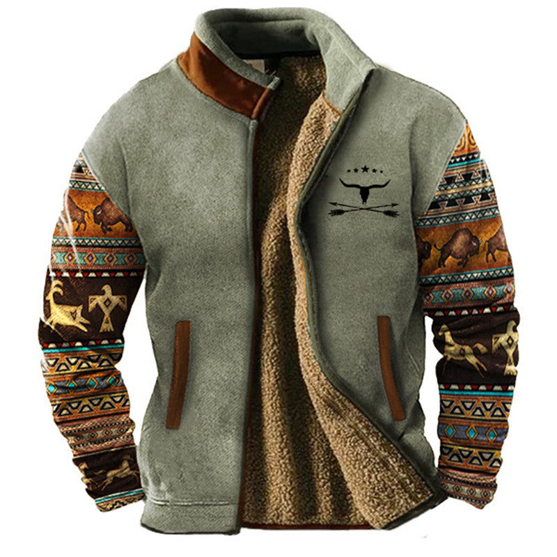 Heinz Blau Sherpa-Gefütterte Fleecejacke mit Stehkragen für Herren | Outdoor Freizeit Winter - M/L/XL/2XL/3XL/4XL/5XL