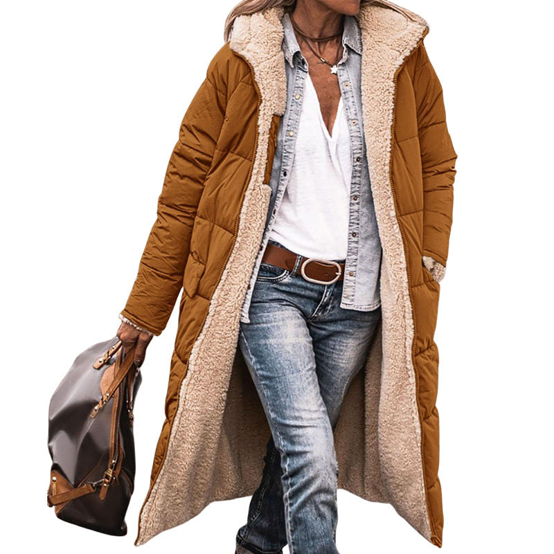 Vreni Olivgrün Lange Sherpa-Gefütterte Winterjacke mit Kapuze für Damen | Warm Casual Winter - S/M/L/XL/2XL/XXXL