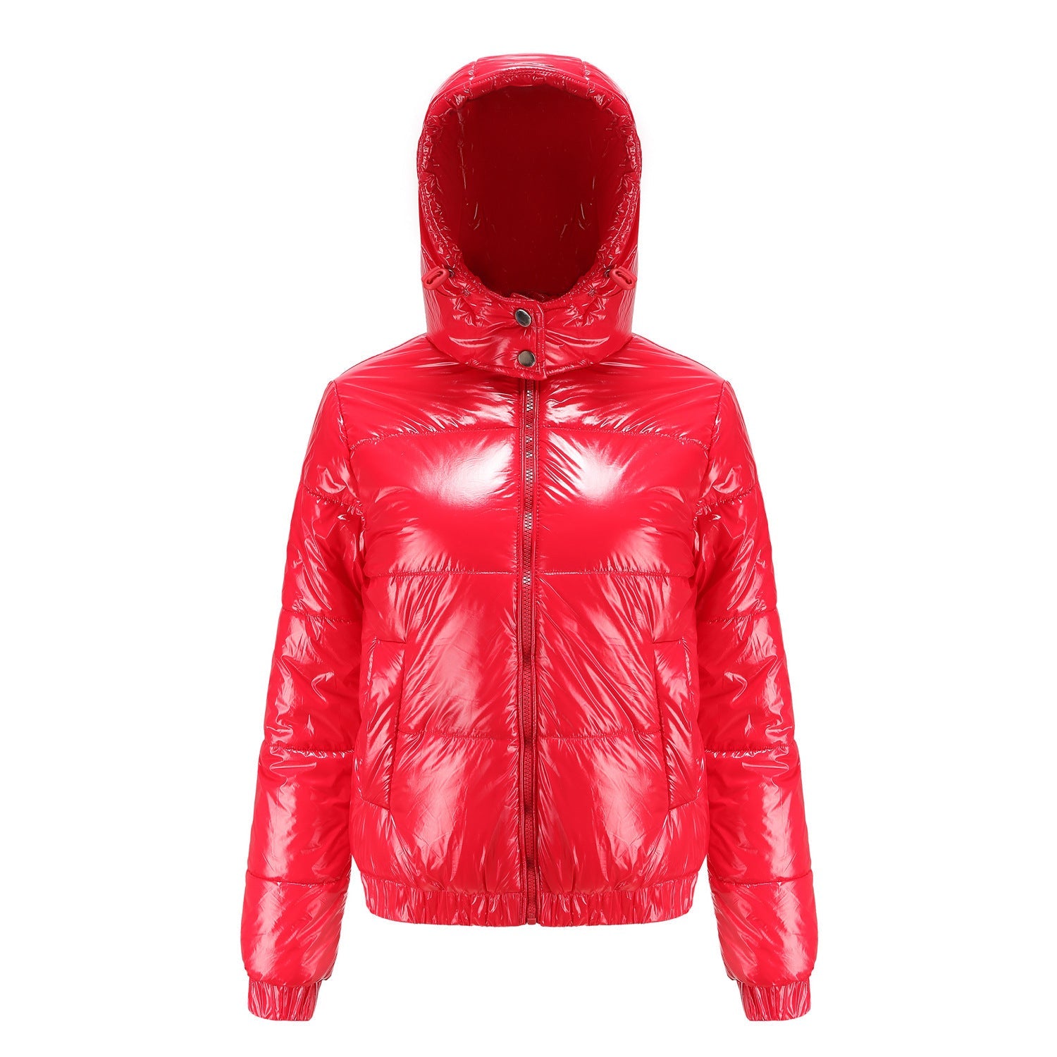 Monika Weinrot Glänzende Wasserabweisende Isolierte Puffer-Jacke mit Kapuze für Damen | Winter Casual - S/M/L/XL/2XL/XXXL