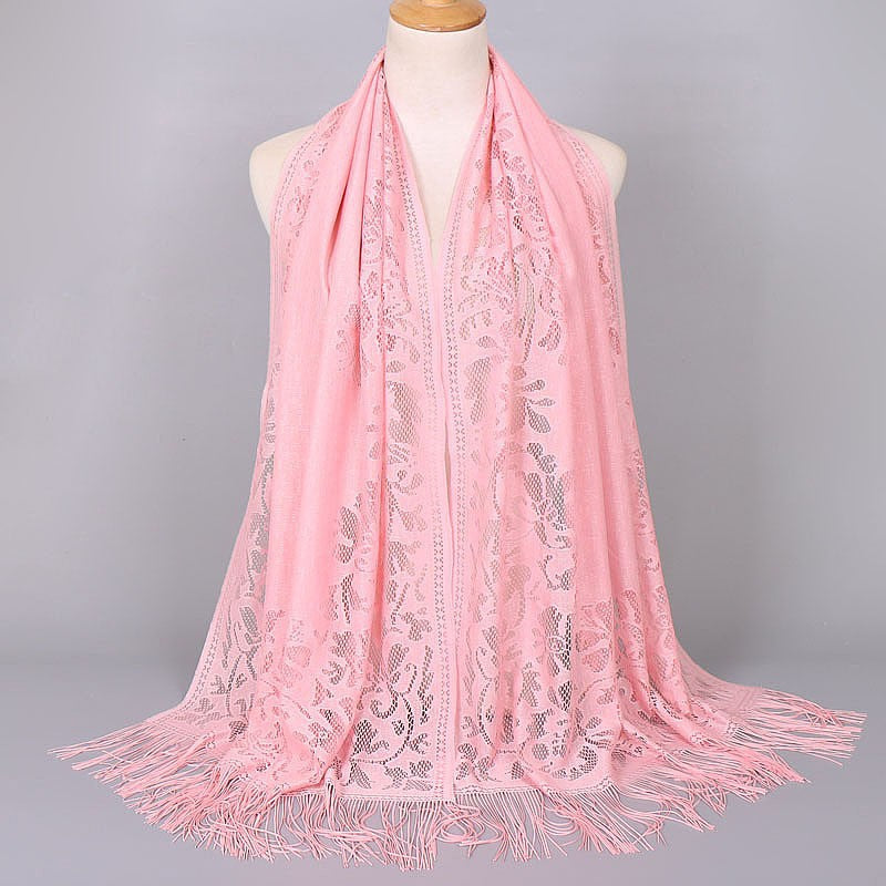 Brigitte Schwarz Langer Spitzen-Schal mit Fransen für Damen | Elegant Festlich Casual - Einheitsgrösse 170