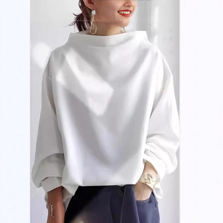 Marta Schwarz Oversized Stehkragen-Pullover für Damen | Casual Eleganter Stil - S/M/L/XL/2XL/3XL