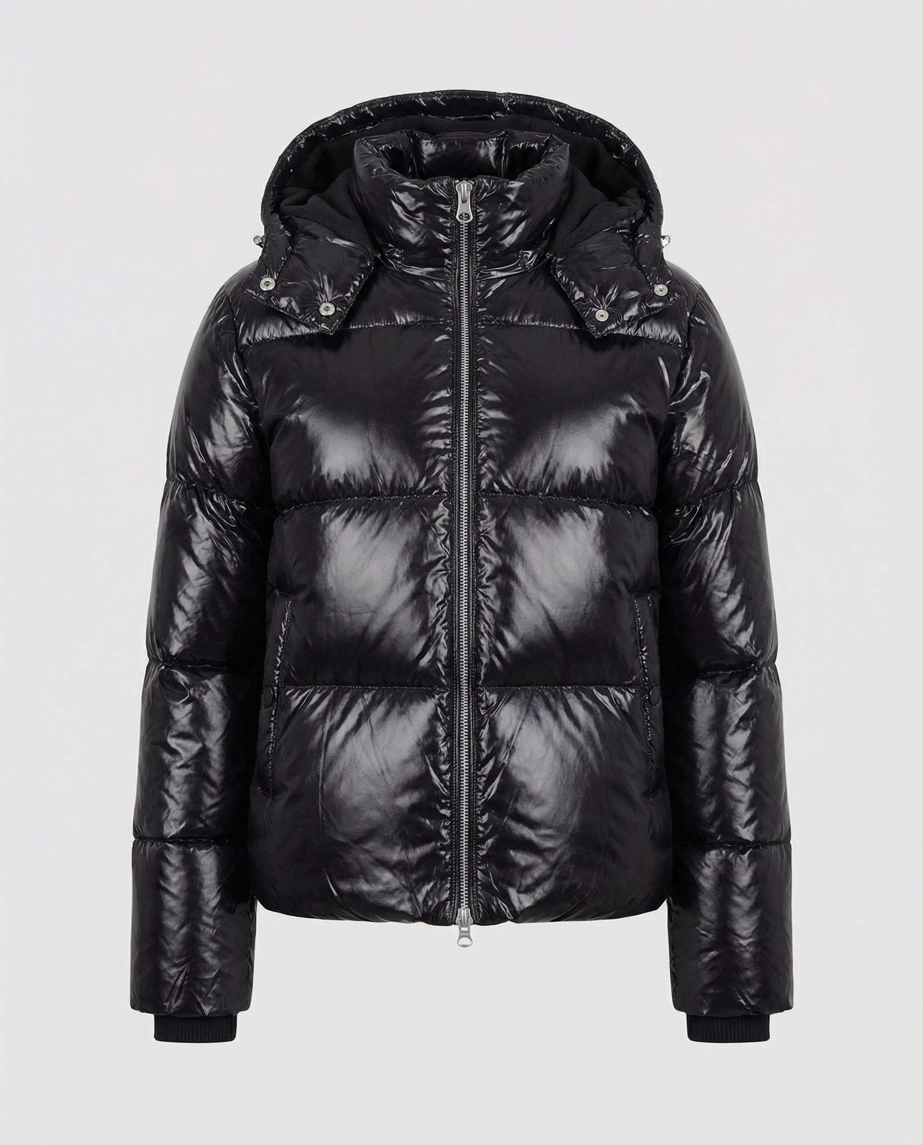 Wanda Grün Glänzende Kurze Steppjacke mit Kapuze für Damen | Winter Casual - S/M/L/XL