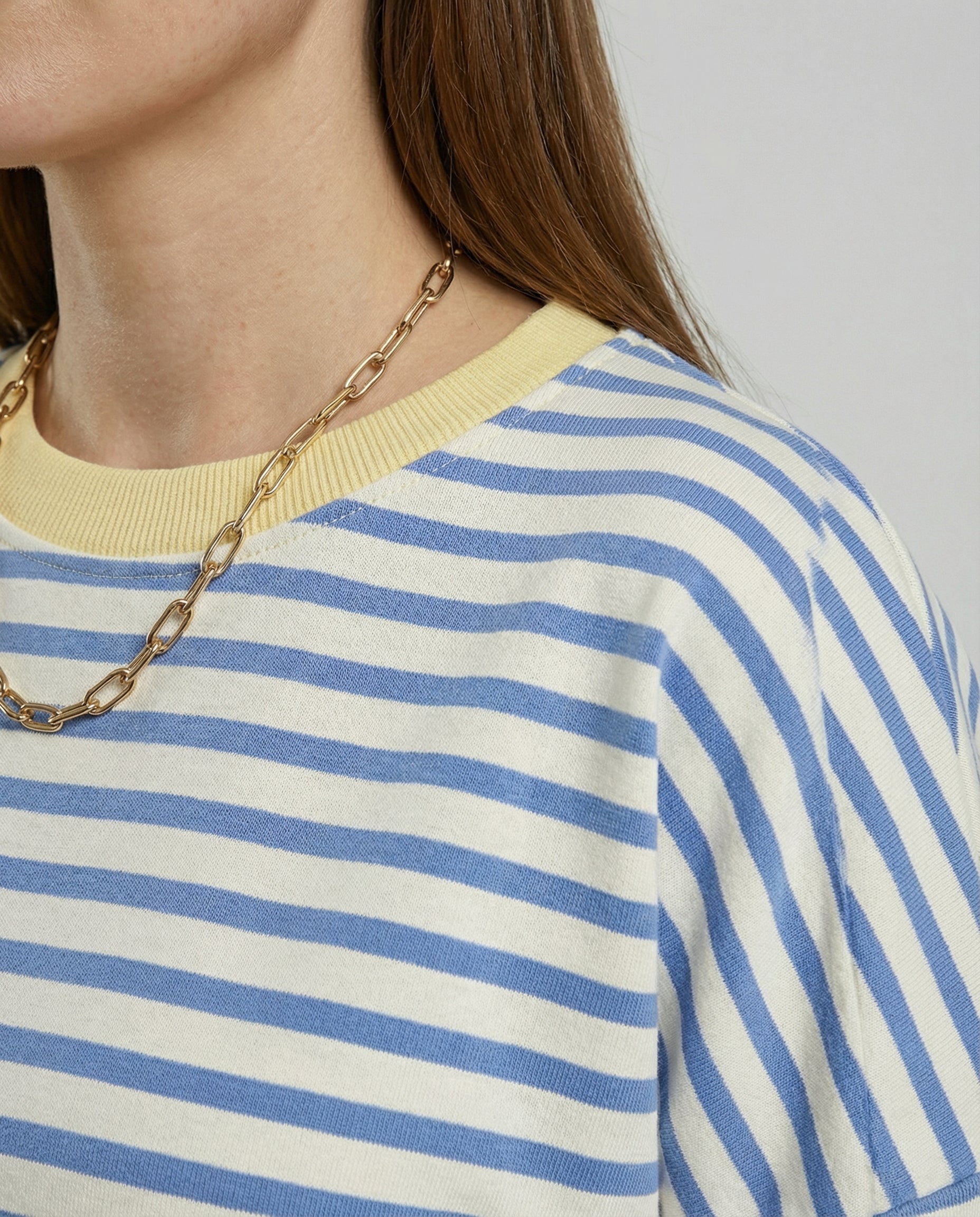 Elke Blau Gestreiftes Boxy Oversized Sweatshirt für Damen | Casual Alltag und Stadtbummel - S/M/L/XL