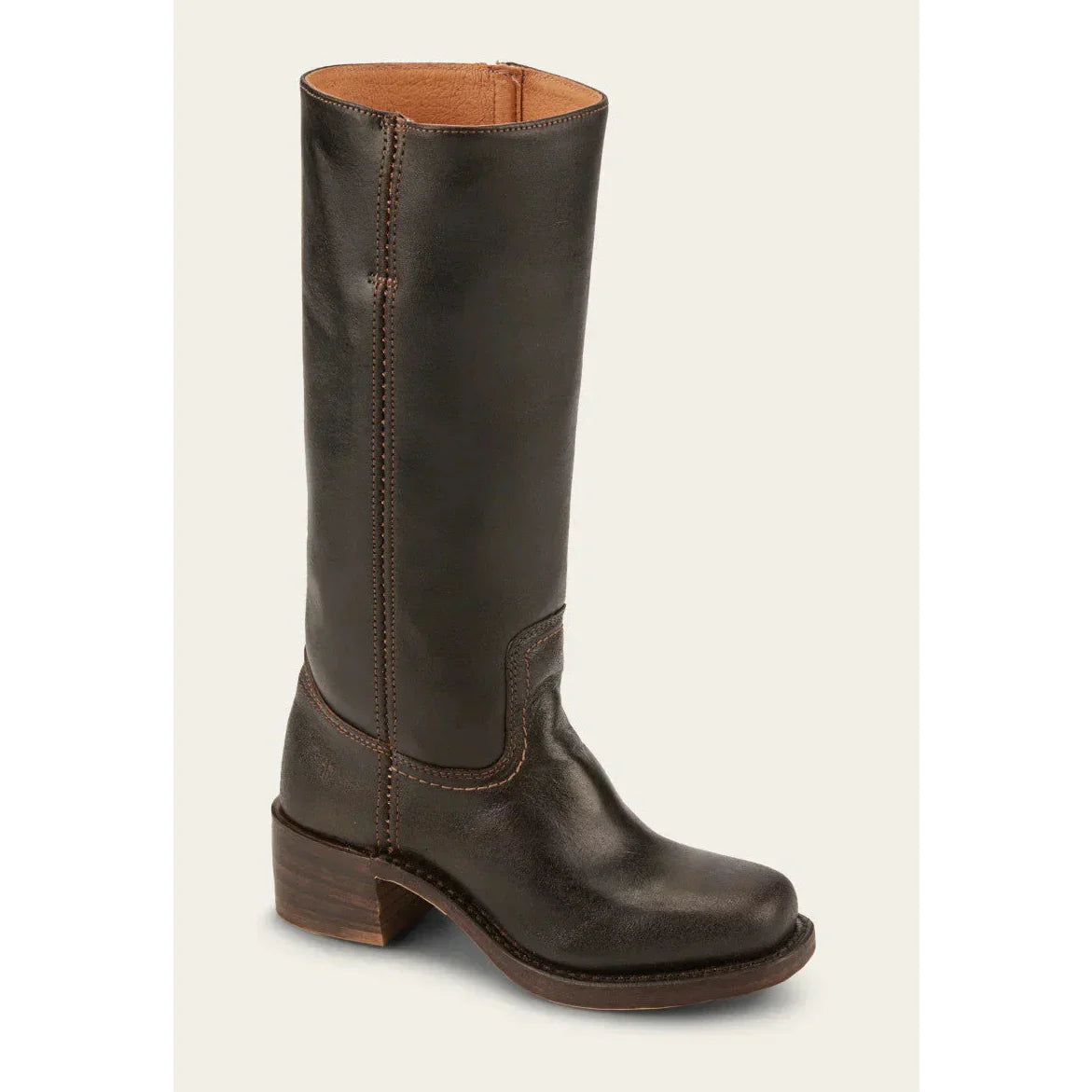 Ida Dunkelbraun Kniehohe Campus-Stiefel für Damen | Vintage Stil mit Blockabsatz - 35-46