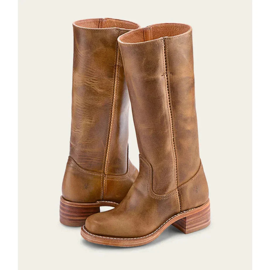 Ida Dunkelbraun Kniehohe Campus-Stiefel für Damen | Vintage Stil mit Blockabsatz - 35-46