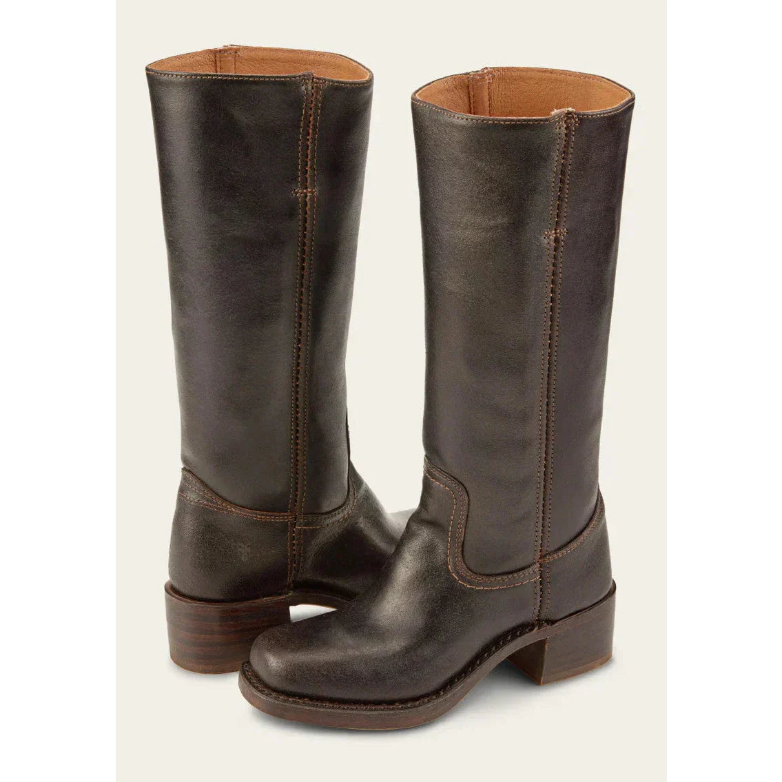 Ida Dunkelbraun Kniehohe Campus-Stiefel für Damen | Vintage Stil mit Blockabsatz - 35-46