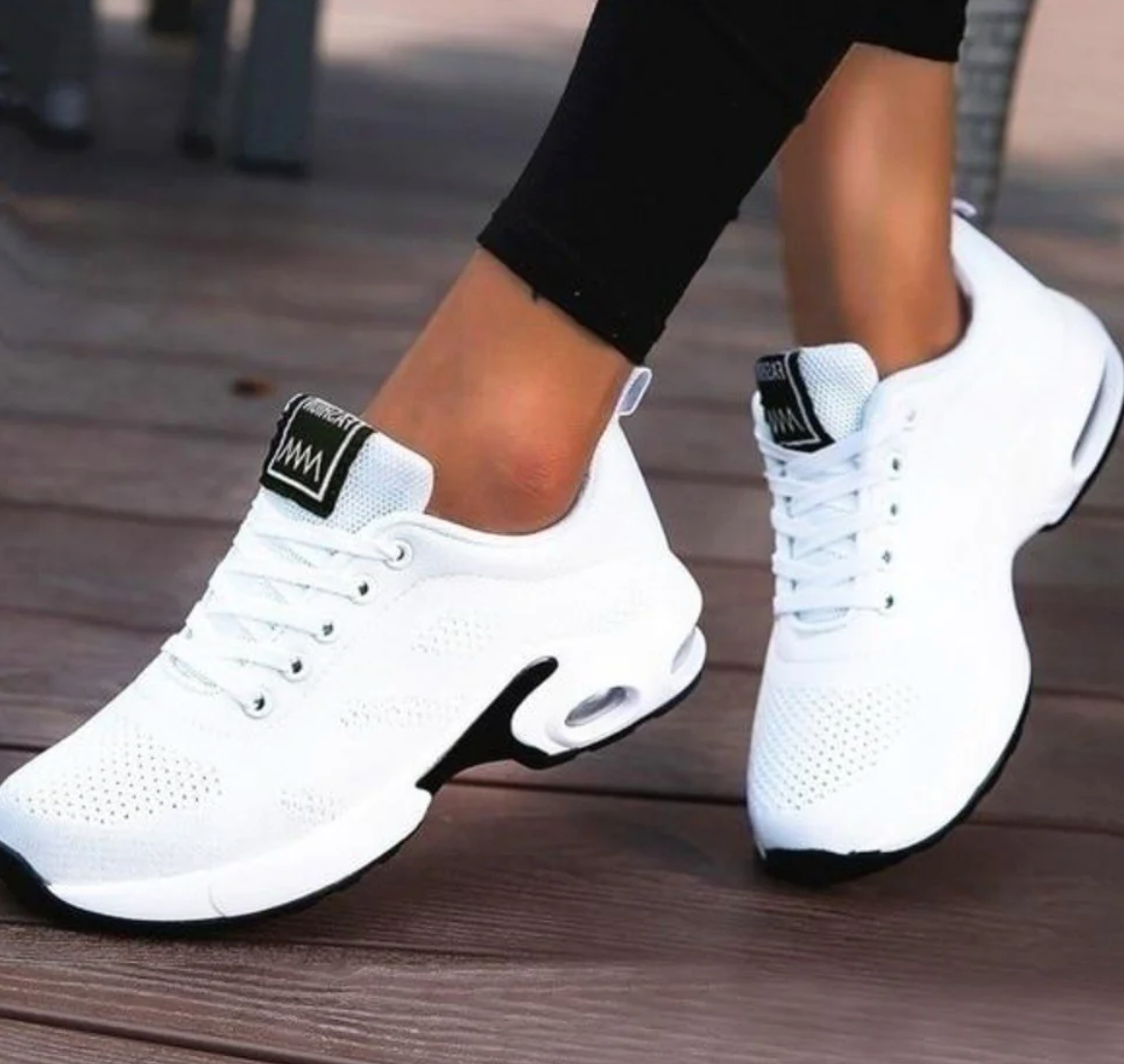 Doris Weiss Knit Air-Cushion Sneaker für Damen | Leichter Dämpfungsschuh - Alltag und Sport | Atmungsaktiv