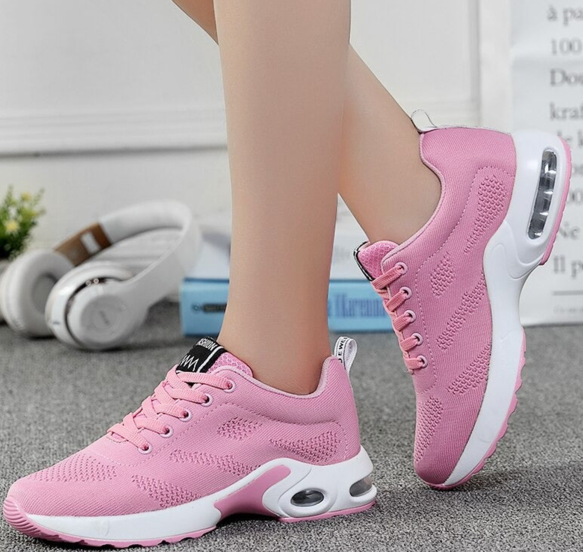 Doris Weiss Knit Air-Cushion Sneaker für Damen | Leichter Dämpfungsschuh - Alltag und Sport | Atmungsaktiv