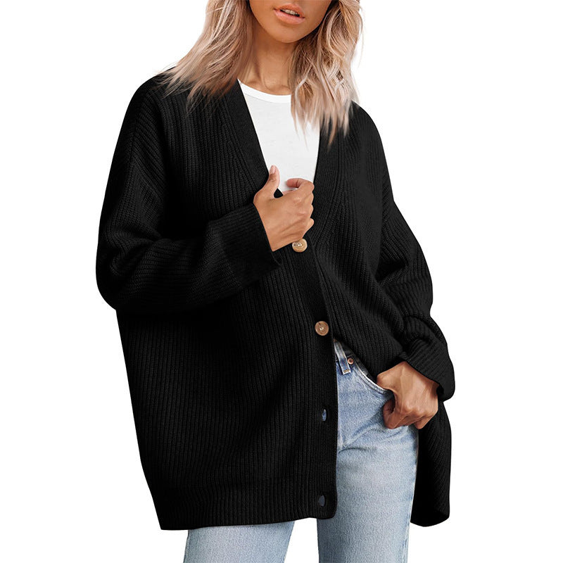 Hedy Naturstein Oversized Kaschmir-Strickjacke für Damen | V-Ausschnitt Rippenstrick Casual - S/M/L/XL/2XL/3XL