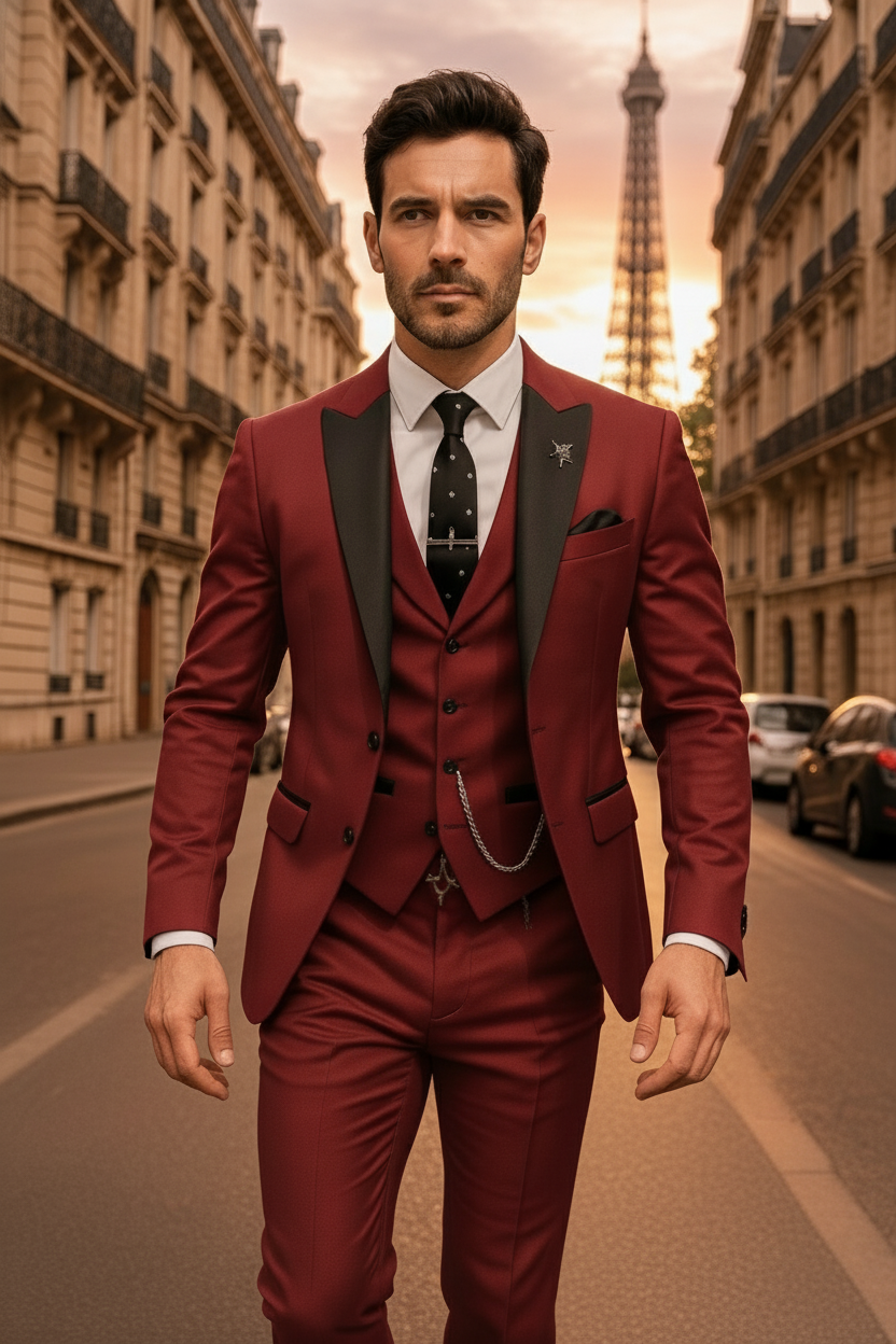 Parker Herren Anzug | Dreiteiler Sakko, Weste, Hose aus Hochwertigem Stoff 9
