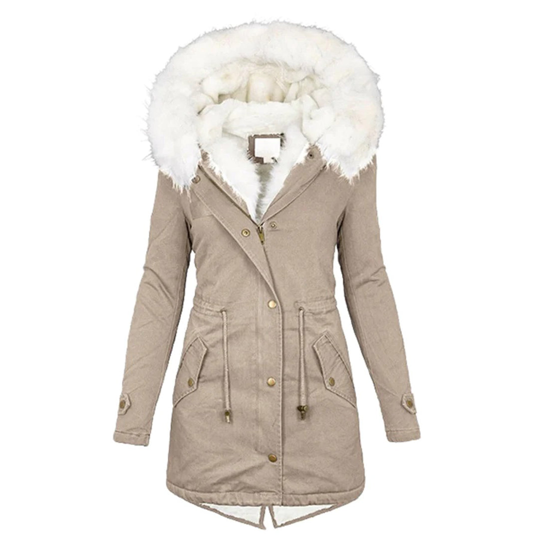 Doris Khaki Gefütterter Damen-Winterparka mit Kunstfellkragen und Kapuze | Winter Outdoor - S/M/L/XL/2XL/3XL/4XL