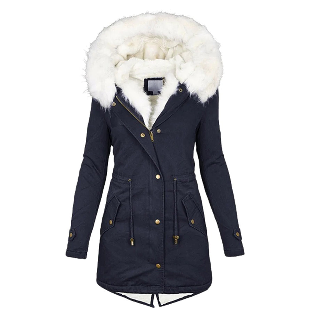 Doris Khaki Gefütterter Damen-Winterparka mit Kunstfellkragen und Kapuze | Winter Outdoor - S/M/L/XL/2XL/3XL/4XL