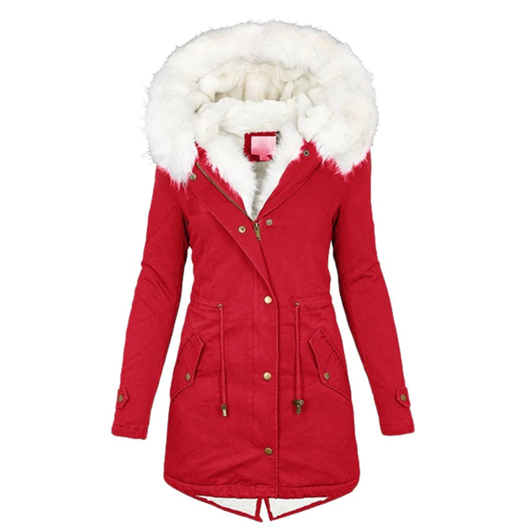 Doris Khaki Gefütterter Damen-Winterparka mit Kunstfellkragen und Kapuze | Winter Outdoor - S/M/L/XL/2XL/3XL/4XL