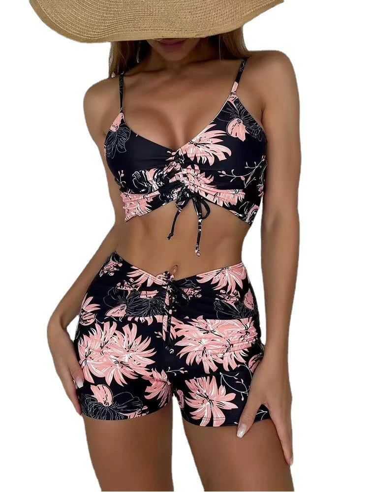 Rafa Damen Bikini Set | Blumenmuster, Hochbundhose, Bikini Mit Hohem Beinausschnitt 7