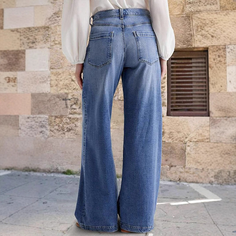 Retro Hochtaillierte Weite Jeans für Damen 6