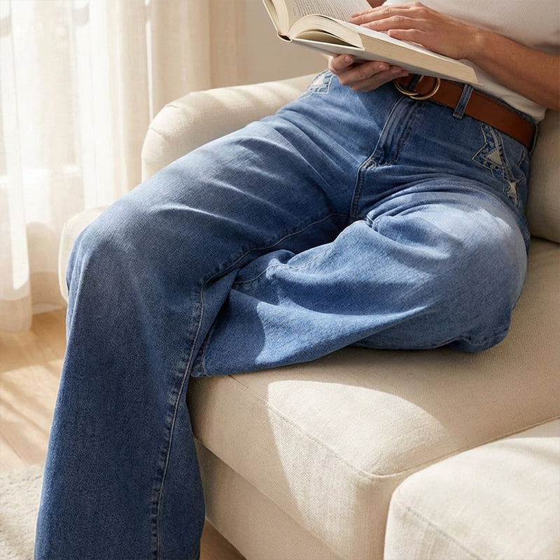 Retro Hochtaillierte Weite Jeans für Damen 8