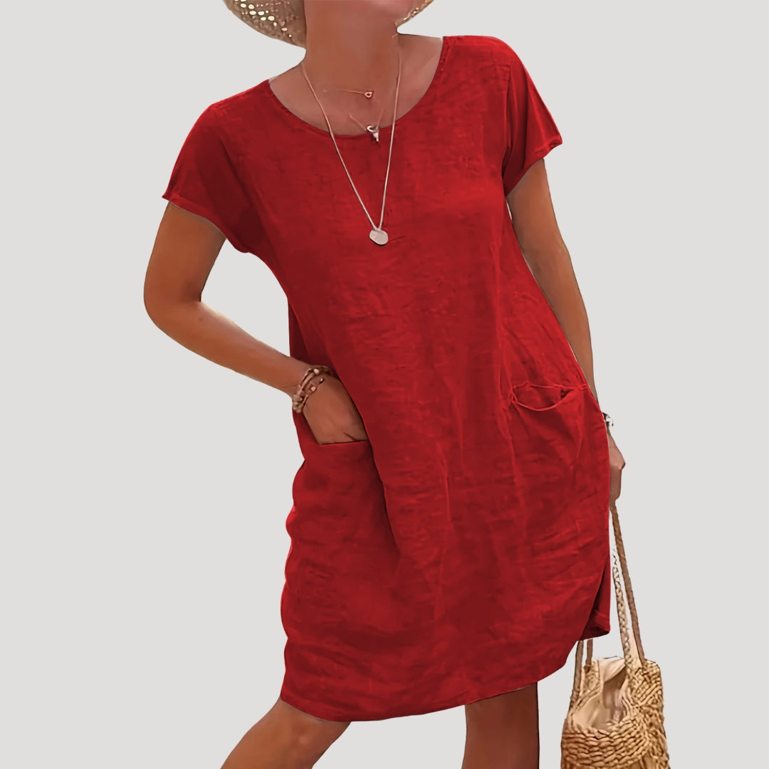 Rina Damen Kleid | Midi-Länge mit Seitentaschen, Bequem und Elegant 2
