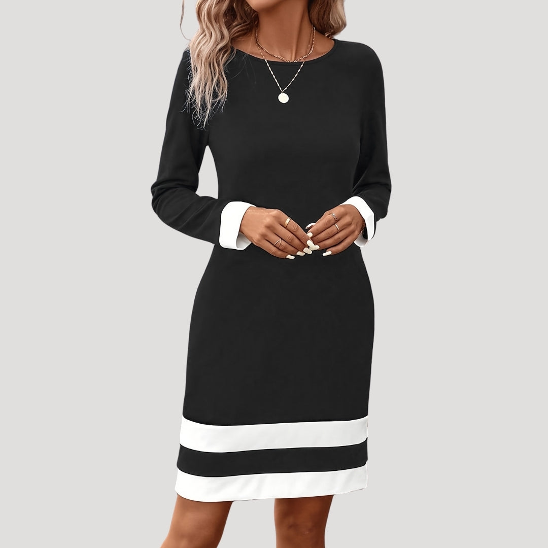 Rina Damen Kleid | Mittellang mit Rundhalsausschnitt, Langarm, Vielseitig Kombinierbar 3