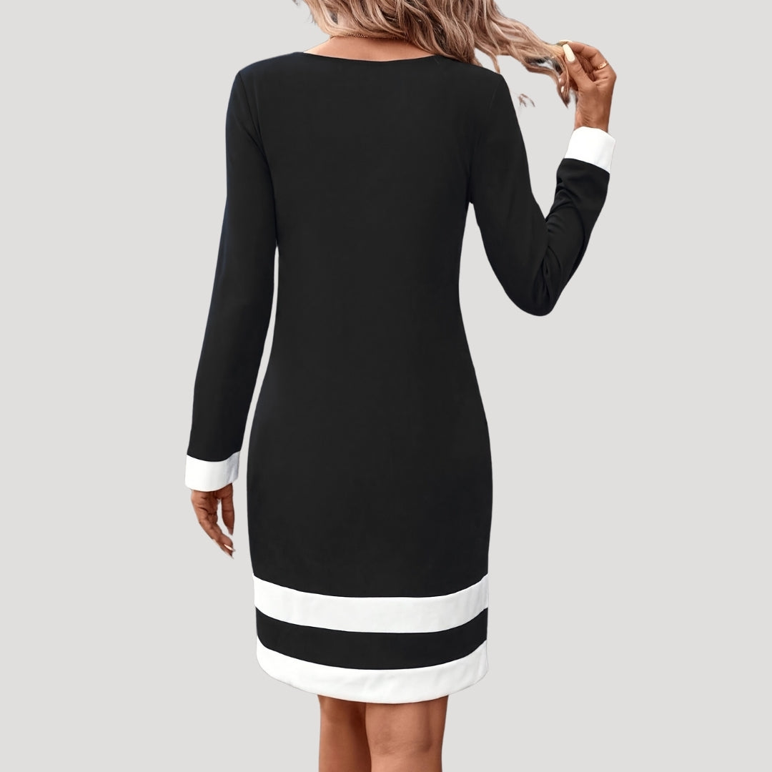 Rina Damen Kleid | Mittellang mit Rundhalsausschnitt, Langarm, Vielseitig Kombinierbar 4