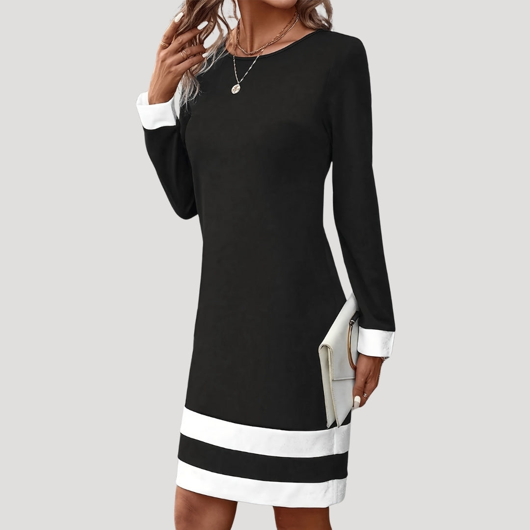 Rina Damen Kleid | Mittellang mit Rundhalsausschnitt, Langarm, Vielseitig Kombinierbar 6