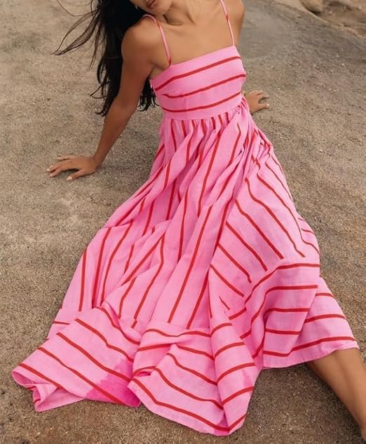 Rosa Sunset Vibes Maxi Kleid | Luftige Passform, Femininer Look 0