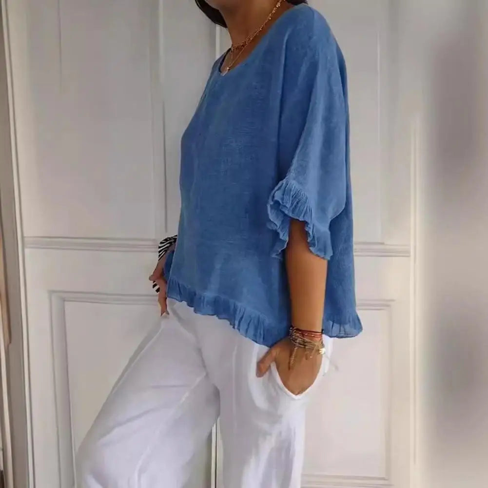Rüschendame Bluse | Lockere Passform, Lässiger Stil 2