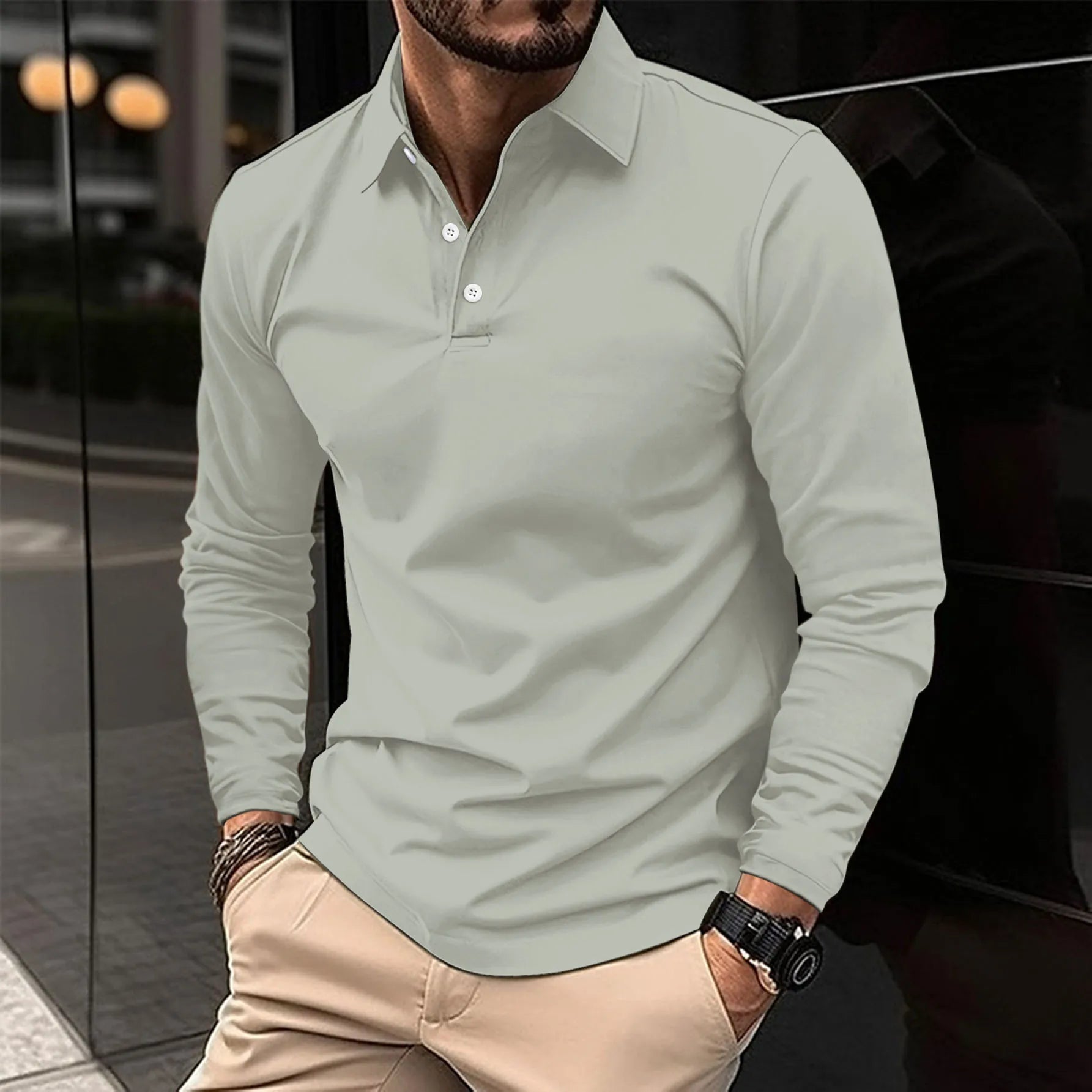 Werner Weiß Slim Fit Langarm-Poloshirt für Herren | Vielseitiger Casual-Stil - S/M/L/XL/2XL/3XL