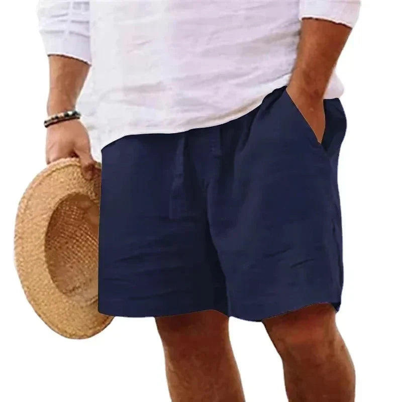 Werner Schwarz Leinen Casual Shorts für Herren | Elastischer Kordelzug | Sommer Freizeit - S/M/L/XL/2XL/3XL/4XL/5XL