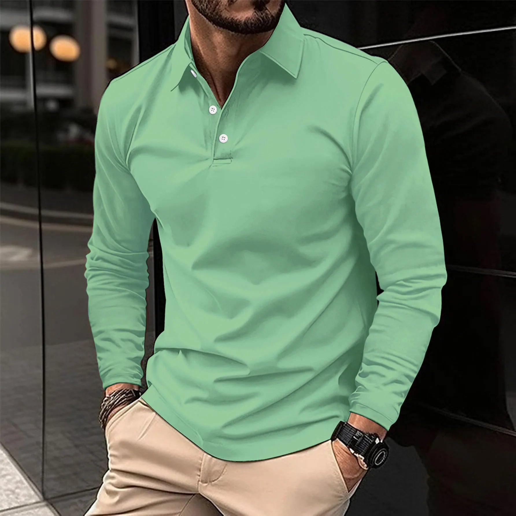 Werner Weiß Slim Fit Langarm-Poloshirt für Herren | Vielseitiger Casual-Stil - S/M/L/XL/2XL/3XL